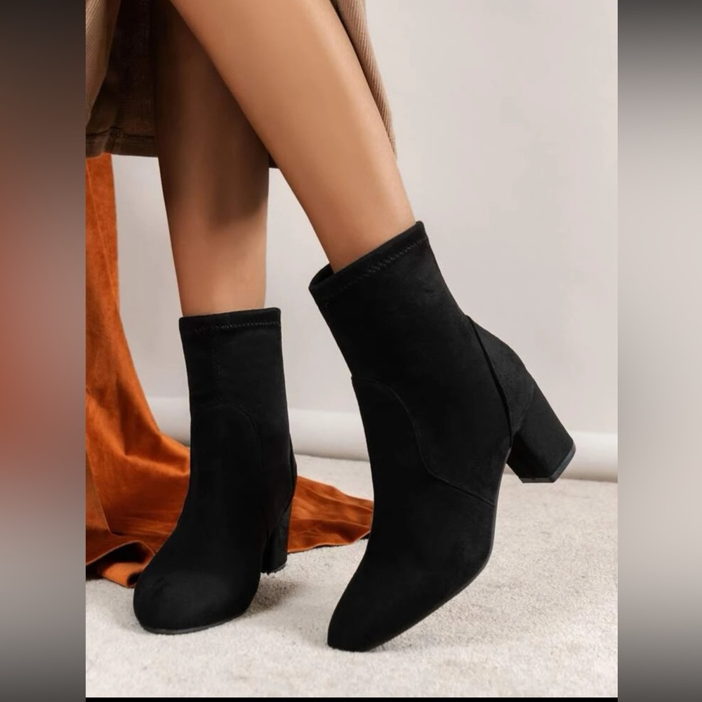 Beautiful faux swede booties. Price reduced until 12 pm today!